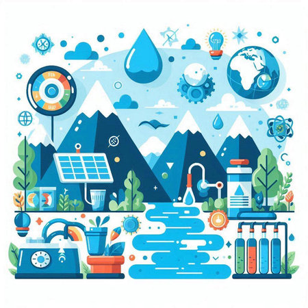 Ecology and environment concept. Vector illustration in flat cartoon style.のイラスト素材
