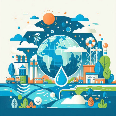 Ecology concept, save the planet, save the environment. Vector illustrationのイラスト素材