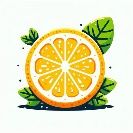 Orange fruit with leaves on a white background. Vector illustration for your designのイラスト素材