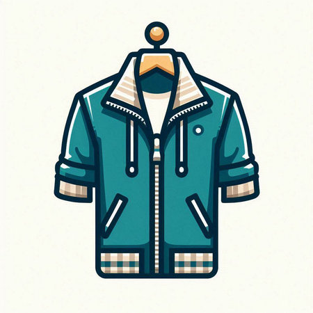 Winter jacket. Vector illustration in retro style. Isolated on white background.のイラスト素材