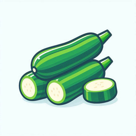 Fresh zucchini isolated on a white background. Vector illustration.のイラスト素材