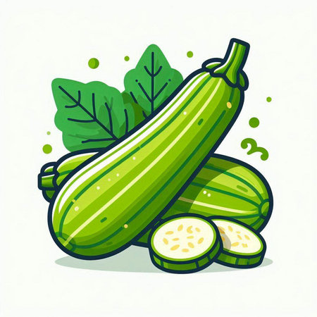 Zucchini vector illustration. Fresh vegetable isolated on white background.のイラスト素材