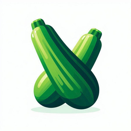Fresh zucchini isolated on a white background. Vector illustration.のイラスト素材