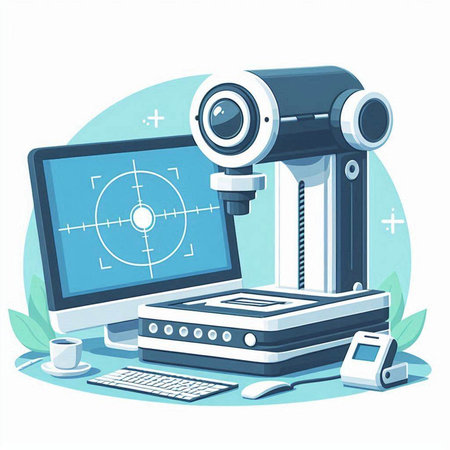 Vector illustration of a flat design of a web camera on a computer screen.のイラスト素材