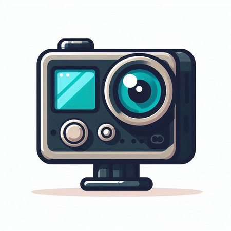 Retro camera on white background. Vector illustration in cartoon style.のイラスト素材