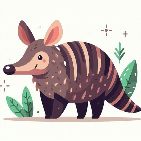 Cute hand drawn cartoon vector illustration of an armadillo.のイラスト素材