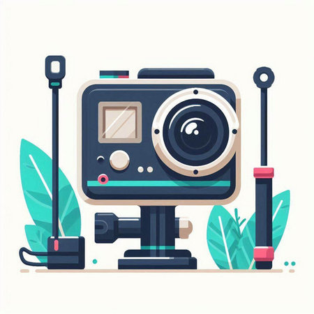 Vintage retro camera. Vector illustration in flat style on white background.のイラスト素材