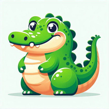 Cute crocodile cartoon character. Vector illustration on white background.のイラスト素材
