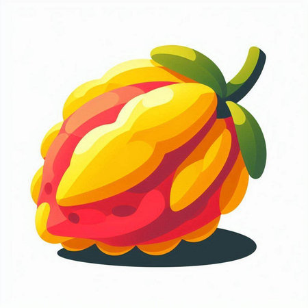 Mango fruit isolated on white background. Vector illustration in cartoon style.のイラスト素材