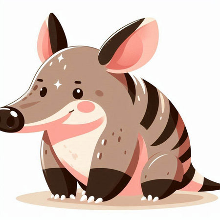 Cartoon Illustration of Cute Little Anteater Animal Characterのイラスト素材