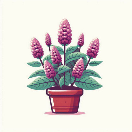Illustration of a pink flower in a pot on a white backgroundのイラスト素材