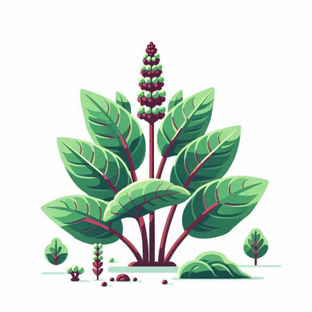 Coffee plant with leaves. Vector illustration in flat style.のイラスト素材