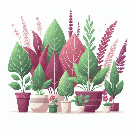 Plants in pots isolated on white background. Flat style vector illustration.のイラスト素材