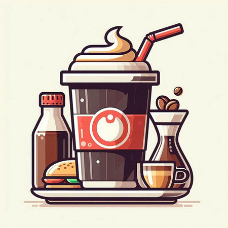 Coffee shop vector illustration. Coffee shop, cafe, restaurant design element.のイラスト素材