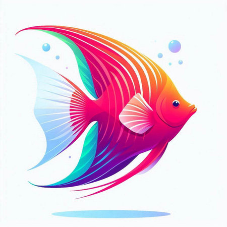 Illustration of a colorful fish on a white background, vector illustrationのイラスト素材