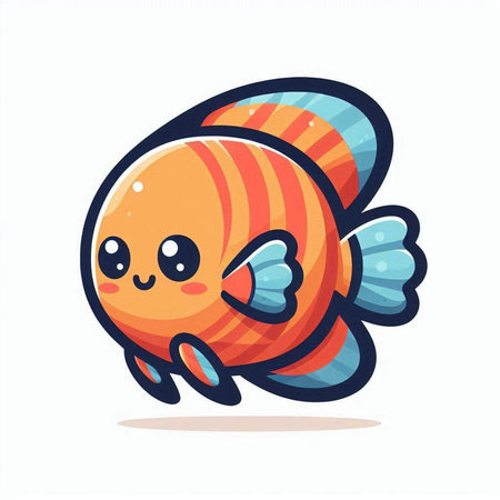 Cute cartoon goldfish. Vector illustration isolated on white background.のイラスト素材