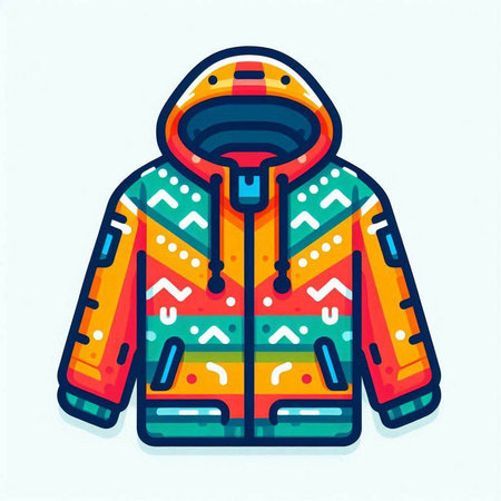Colorful winter jacket isolated on white background. Vector stock illustration.のイラスト素材