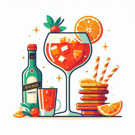 Cocktail set. Vector illustration in flat style on white background.のイラスト素材
