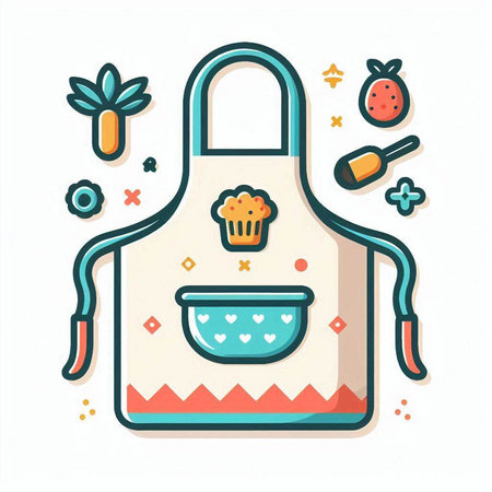 Kitchen apron icon. Vector illustration in flat linear style.のイラスト素材