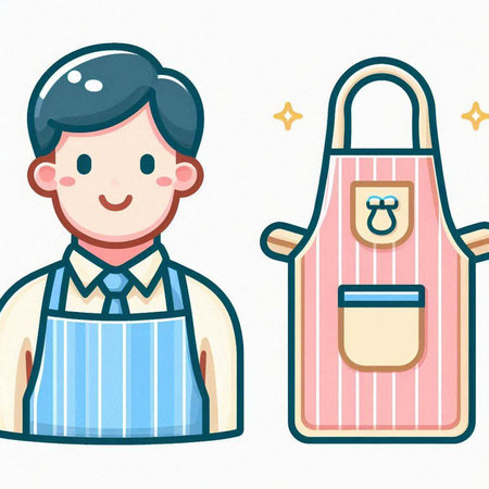 Illustration of a man in an apron and apron - vectorのイラスト素材