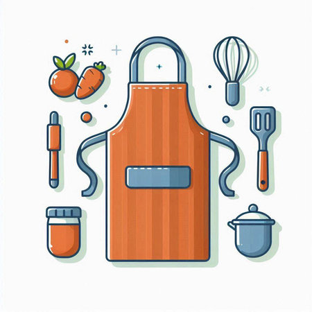 Kitchen utensils and tools for cooking, vector illustration.のイラスト素材