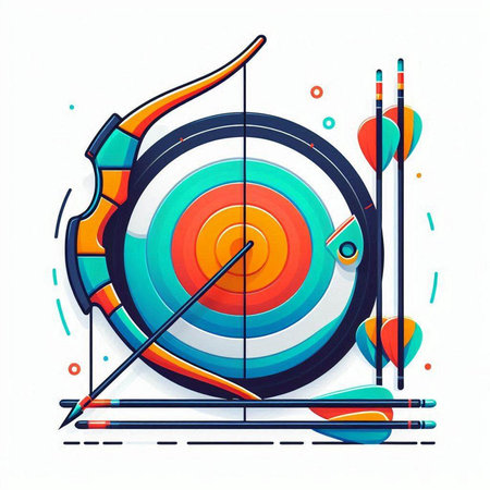 Archery target with arrows. Colorful vector illustration on white background.のイラスト素材