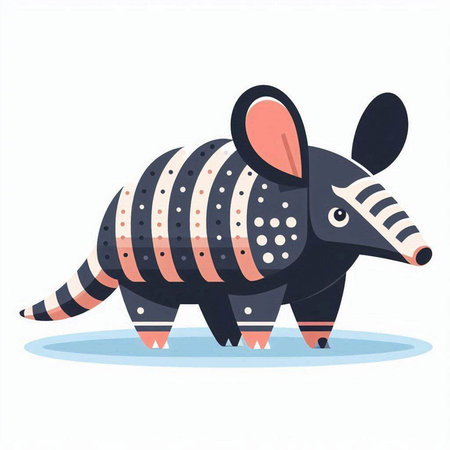 Cute cartoon armadillo isolated on white background. Vector illustration.のイラスト素材