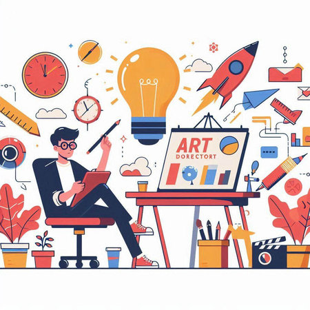 Flat design modern vector illustration concept of creative process, start up, brainstorming, brainstorming.のイラスト素材