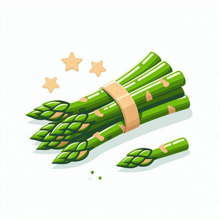 Bunch of fresh green asparagus isolated on white background.のイラスト素材