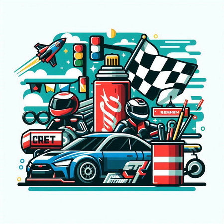 Set of fast food and drinks. Vector illustration in retro style.のイラスト素材