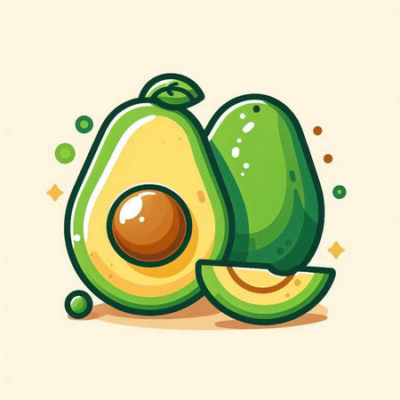 Avocado fruit vector illustration isolated on white background. Avocado fruit icon.のイラスト素材