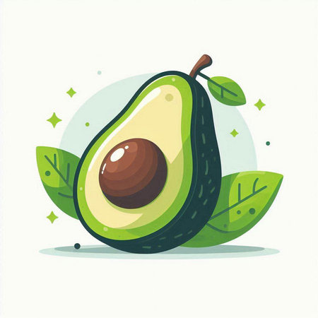 Avocado fruit vector illustration. Avocado fruit vector illustration. Avocado fruit isolated on white background.のイラスト素材