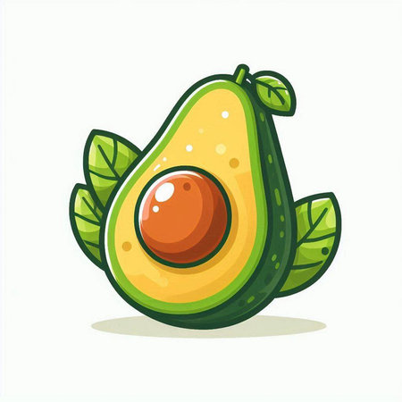 Avocado fruit vector illustration isolated on white background. Avocado icon.のイラスト素材