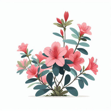 Rhododendron flowers in watercolor style. Vector illustration.のイラスト素材