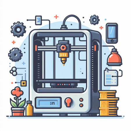 3D printer. Modern flat design vector illustration concept for web banners and printed materials.のイラスト素材