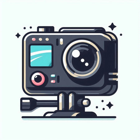 Vector illustration of a retro camera on a white background. Flat style.のイラスト素材