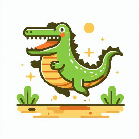 Crocodile vector illustration. Cute crocodile in flat style.のイラスト素材
