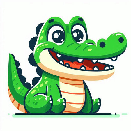Cartoon crocodile isolated on white background. Cute crocodile vector illustration.のイラスト素材
