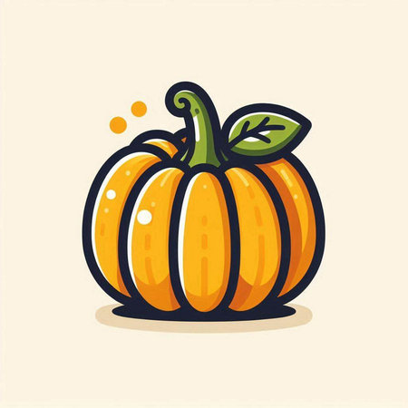 Pumpkin icon. Vector illustration of a pumpkin with leaves.のイラスト素材