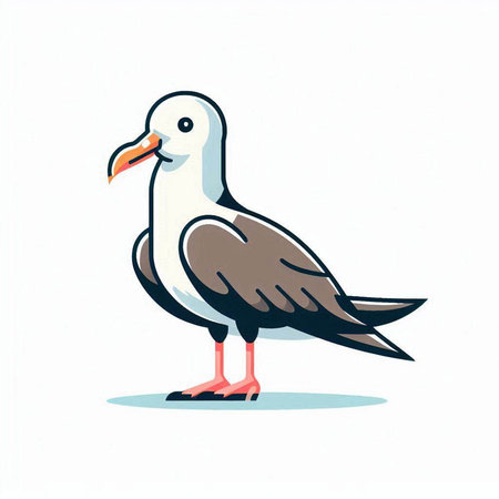 Vector illustration of seagull isolated on white background. Cartoon style.のイラスト素材