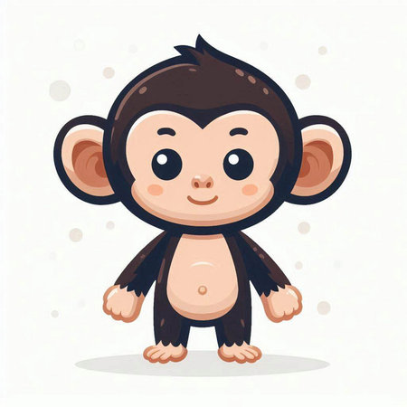 Cute cartoon monkey. Vector illustration isolated on a white background.のイラスト素材