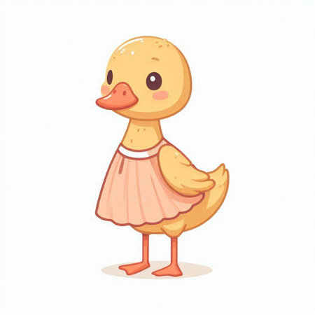 Cute cartoon duckling isolated on white background. Vector illustration.のイラスト素材