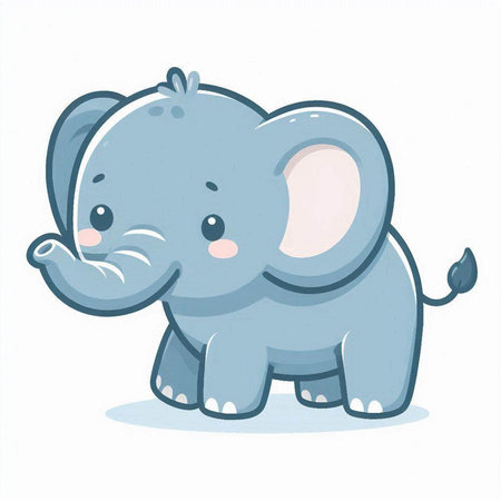 Cute cartoon elephant. Vector illustration isolated on a white background.のイラスト素材
