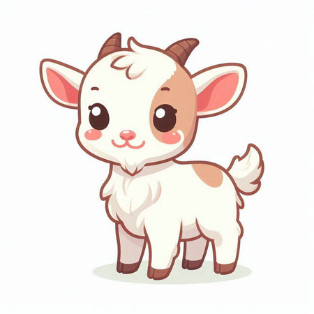 Cute cartoon goat isolated on a white background. Vector illustration.のイラスト素材