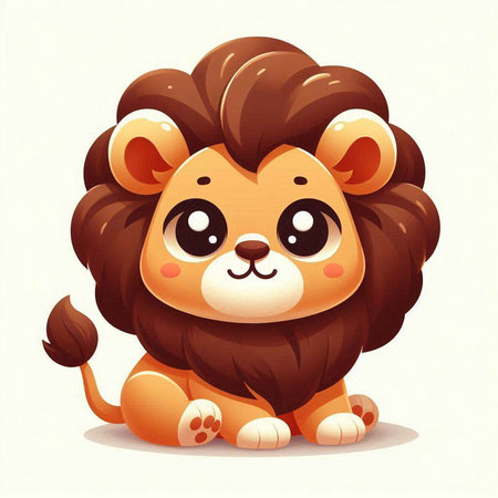 Cute cartoon lion on white background. Vector illustration for your design.のイラスト素材