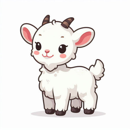 Cute goat isolated on white background. Cute cartoon goat.のイラスト素材