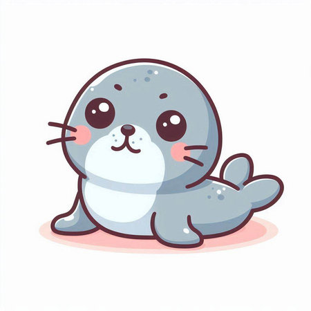 Cute seal. Vector illustration in cartoon style. Isolated on white background.のイラスト素材
