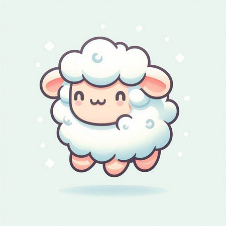 Cute cartoon sheep. Vector illustration of a cute cartoon sheep.のイラスト素材
