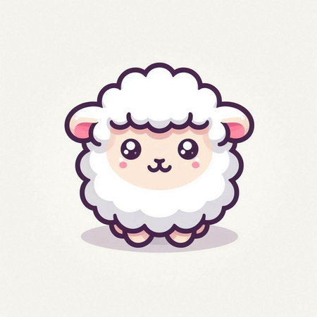 Cute cartoon sheep. Vector illustration isolated on a white background.のイラスト素材