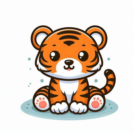 Cute tiger. Vector illustration on white background. Cartoon character.のイラスト素材